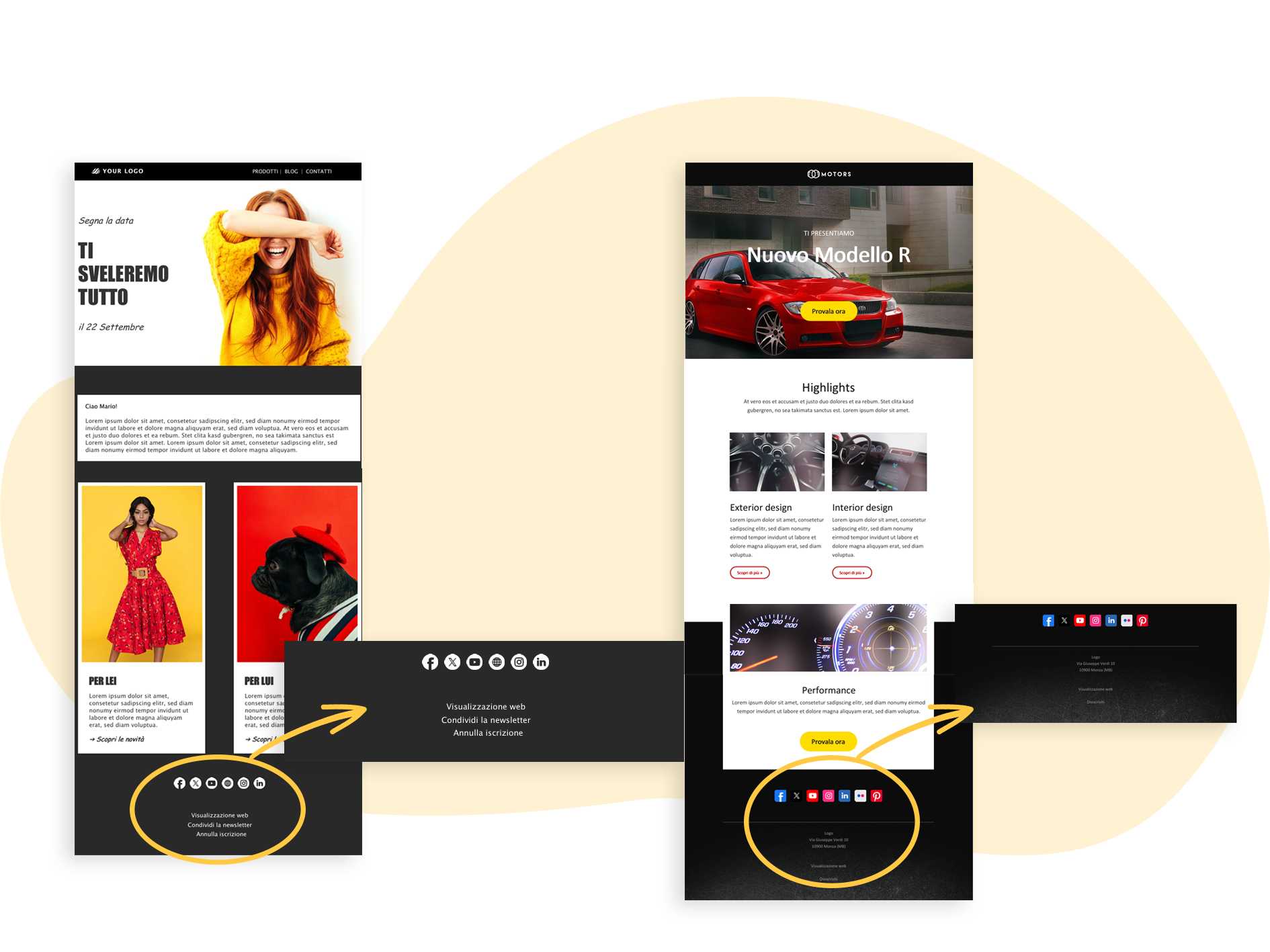 Esempio di footer nei template